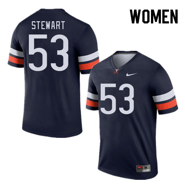 Women #53 Justin Stewart Virginia Cavaliers College Football Jerseys Stitched Sale-Navy